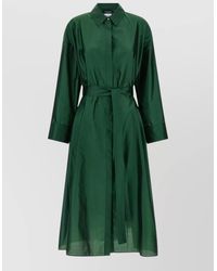 Max Mara - Belted Midi Dress Long Sleeves Collar - Lyst