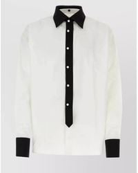 Prada - Oversize Cotton Poplin Shirt With Detachable Cuffs And Collar - Lyst