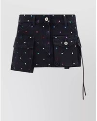 The Attico - Denim Embellished Thigh-Length Asymmetric Skirt - Lyst