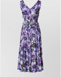 Dolce & Gabbana - Anemone Print Pleated Midi Dress - Lyst