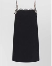Valentino Garavani - Silk Virgin Wool Lace Trim Crystal Embellished Mini Dress - Lyst