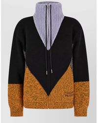 Marni - Wool And Cashmere Ribbed High Neck Zip Jacket - Lyst