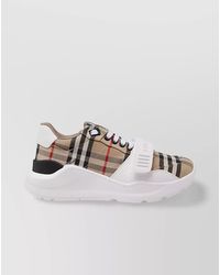 Burberry - Check Cotton Low-Top Sneakers - Lyst