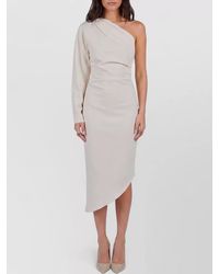 FEDERICA TOSI - One Shoulder Midi Dress Asymmetric Draped - Lyst