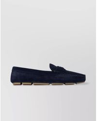 Prada - Suede Leather Loafers - Lyst