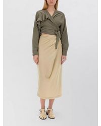 Alysi - Cropped Wrap Top Ruffles Tie Waist - Lyst
