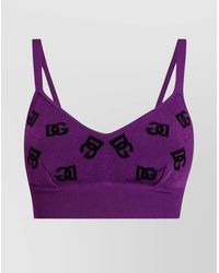 Dolce & Gabbana - Dolce & Gabbana Viscose Bra Top With Dg Jacquard Logo - Lyst