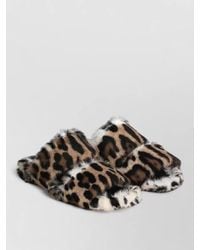 Dolce & Gabbana - Flat Faux Fur Leopard Print Slippers - Lyst