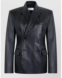 GIUSEPPE DI MORABITO - Slim Double Breasted Leather Blazer Coat - Lyst