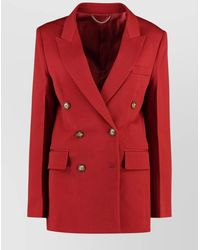 Victoria Beckham - Double-Breasted Wool Blazer With Structured Shoulders - Lyst