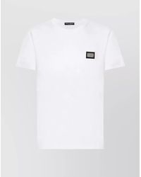 Dolce & Gabbana - Cotton Logo-Plaque Regular-Fit Crew-Neck Short-Sleeve T-Shirt - Lyst
