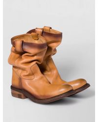 Miu Miu - Leather Ankle Boots Round Toe Pull Tab - Lyst