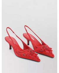 Prada - Suede Slingback Mules Pointed Toe Crystals - Lyst