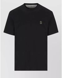Brunello Cucinelli - Cotton Logo Embroidery Crew Neck T-Shirt - Lyst