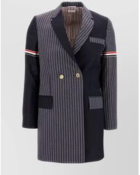 Thom Browne - Wool Striped Double-Breasted Blazer - Lyst
