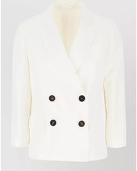 Brunello Cucinelli - Jersey Blazer Structured Shoulders Button Detailing - Lyst