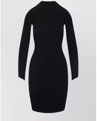 Courreges - Ribbed Knit Long-Sleeve Mini Dress - Lyst
