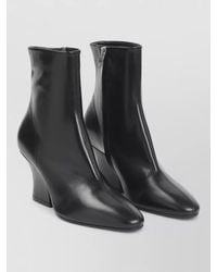 Jil Sander - Lune Leather Ankle Boots Curved Heel - Lyst