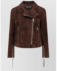 Tom Ford - Suede Moto Jacket Double Zip Pockets - Lyst