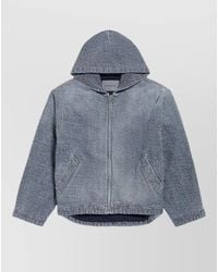 Balenciaga - Hooded Distressed Cotton Denim Jacket - Lyst