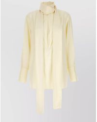 Givenchy - Silk Scarf-Neck Long-Sleeve Blouse - Lyst