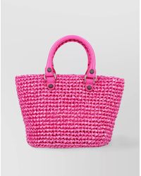Balenciaga - Le Cagole Small Raffia Tote Bag - Lyst