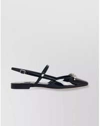Jimmy Choo - Leather Rhinestone-Embellished Slingback Ballerina Flats - Lyst