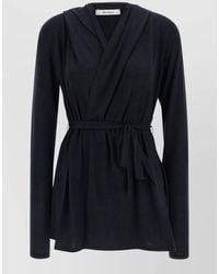 Max Mara - Silk Hooded Long-Sleeve Belted Cardigan - Lyst