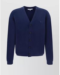 Maison Kitsuné - Cotton V-Neck Ribbed Cardigan With Long Sleeves - Lyst