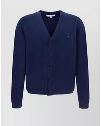 Maison Kitsuné - Cotton V-Neck Ribbed Cardigan With Long Sleeves - Lyst