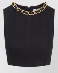 Elisabetta Franchi - Linen Crop Top Chain Detail Sleeveless - Lyst