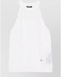 Balmain - Wool Halterneck Top Diamond Knit Design - Lyst