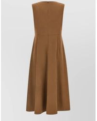 Max Mara - Wool Curva Sleeveless V-Neck Midi Dress - Lyst