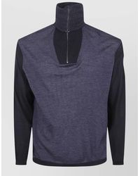 Emporio Armani - Virgin Wool Half Zip Turtleneck Sweater - Lyst