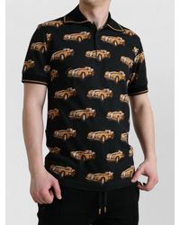 Dolce & Gabbana - Cotton Car Print Short-Sleeve Polo Shirt - Lyst