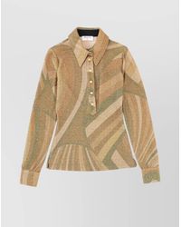 PUCCI - Long Sleeve Collared Top With Button Cuffs - Lyst