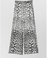 Dolce & Gabbana - Silk Leopard-Print Wide-Leg Palazzo Trousers - Lyst
