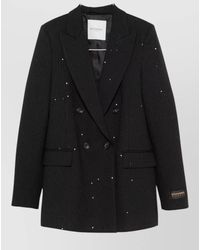 ERMANNO FIRENZE - Wool Pinstripe Sequin-Embellished Double-Breasted Blazer - Lyst
