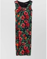 Dolce & Gabbana - Sleeveless Floral-Print Midi Dress - Lyst