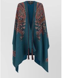 Etro - Floral Paisley Draped Cape Tassel Detail - Lyst