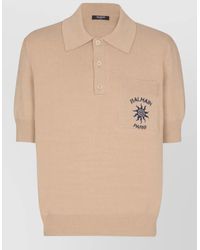 Balmain - Ribbed Short-Sleeve Polo Shirt - Lyst