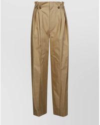 Victoria Beckham - Gathered Waist Cotton Trousers - Lyst