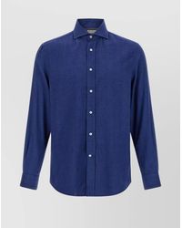 Brunello Cucinelli - Herringbone Cotton Blend Shirt - Lyst