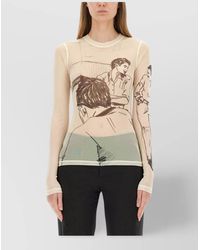 JW Anderson Boy With Apple Print Long Sleeve Top in Blue | Lyst
