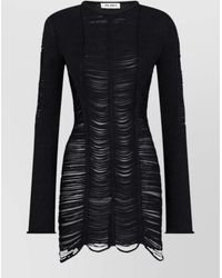 The Attico - Fringed Asymmetric Long-Sleeve Mini Dress - Lyst