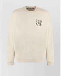 Palm Angels - Ribbed Cotton Linen Crew Neck Sweatshirt - Lyst