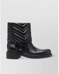 Gucci - Quilted Leather Ankle Boots With Low Heel - Lyst