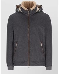 Brunello Cucinelli - Hooded Down Coat Ribbed Cuffs Pockets - Lyst