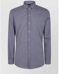 Fay - Striped Button-Down Collar Long Sleeves Shirt - Lyst