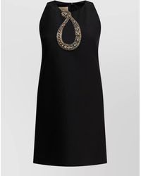 Valentino - Flared Sleeveless Dress Featuring Embellished Neckline - Lyst